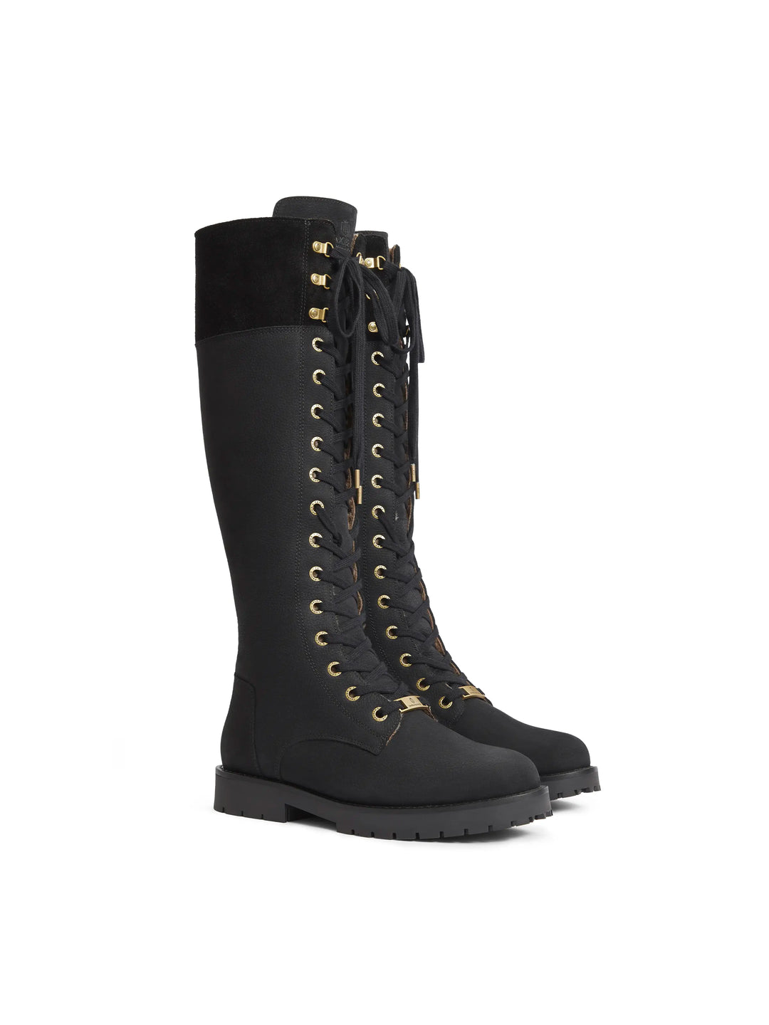 Knee High Shearling Lined Anglesey - Black Nubuck - Tall Boots