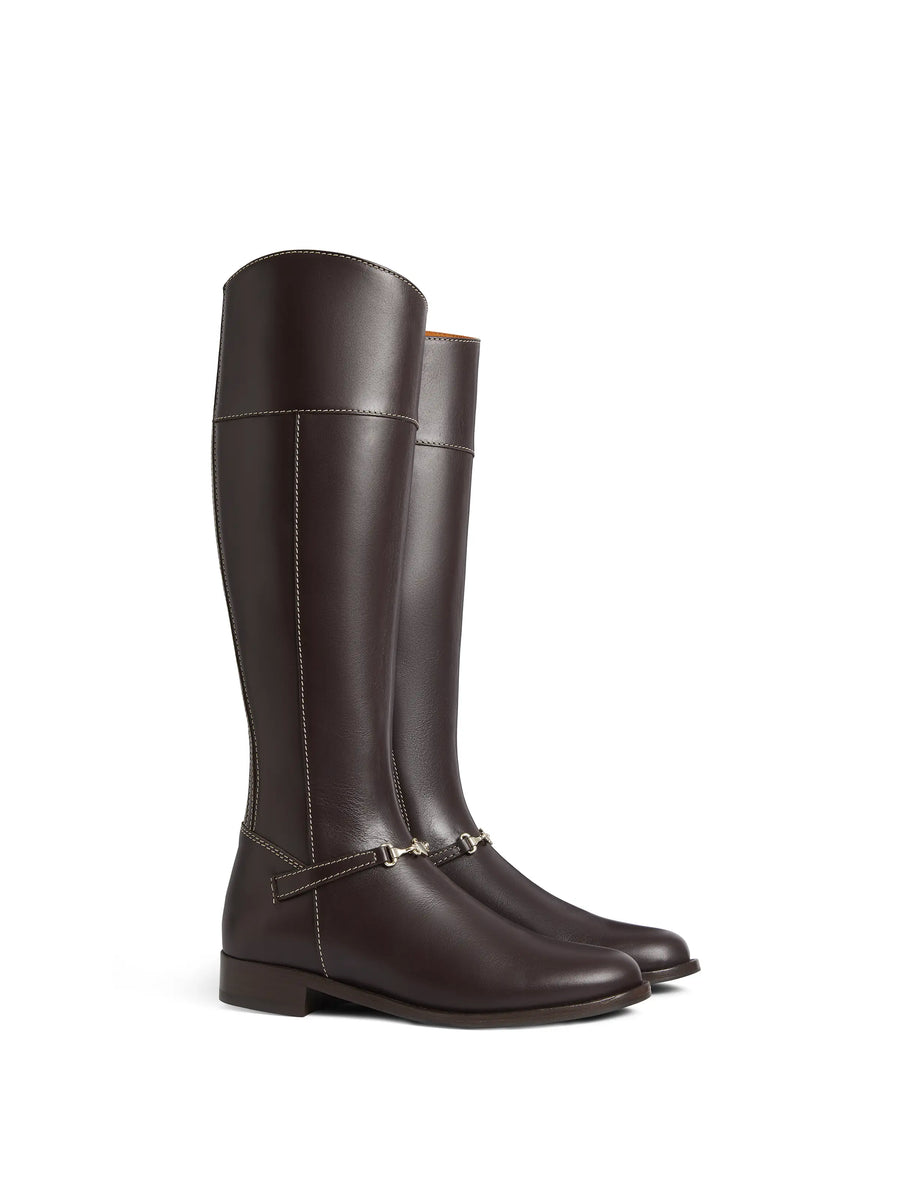 The Octavia - Women's Tall Boots - Mahogany Leather, Regular Calf
