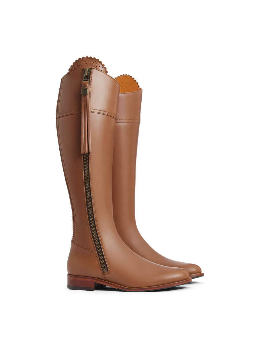 The Regina - Women's Tall Boots - Tan Leather, Sporting Calf