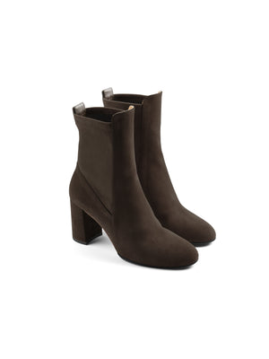 The Heeled Belgravia Ankle - Chocolate Suede