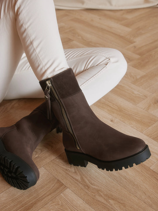 Paris - Women's Quarter-Length Boots - Chocolate | Fairfax & Favor