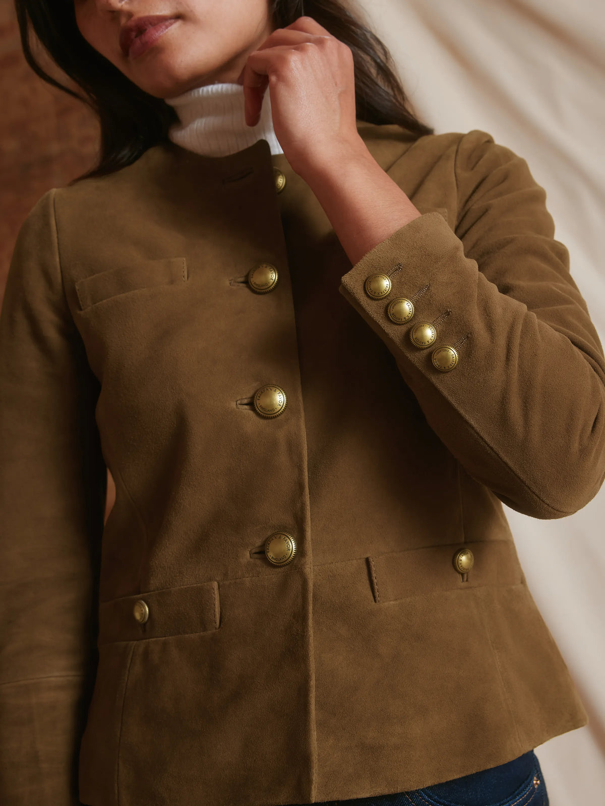 Penelope - Women's Jacket - Tan Suede | Fairfax & Favor
