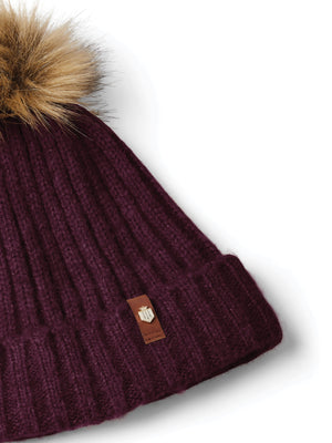 The Signature Knitted Bobble Hat - Plum