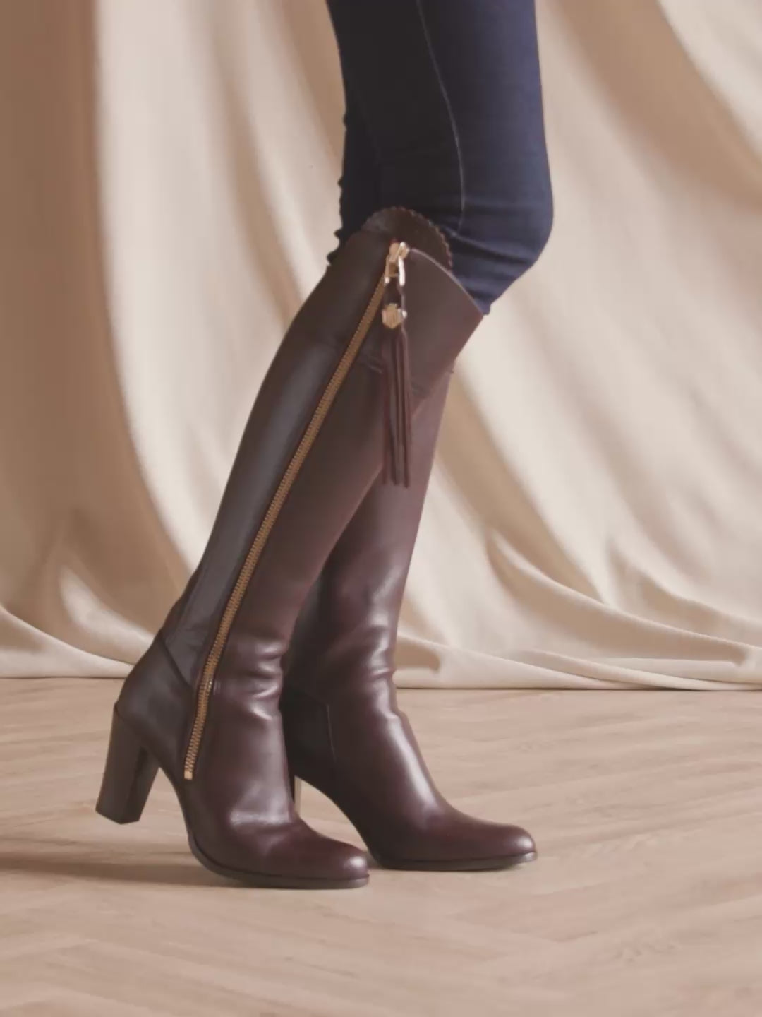 High-Heeled Regina - Tall Boots - Mahogany Leather | Fairfax & Favor