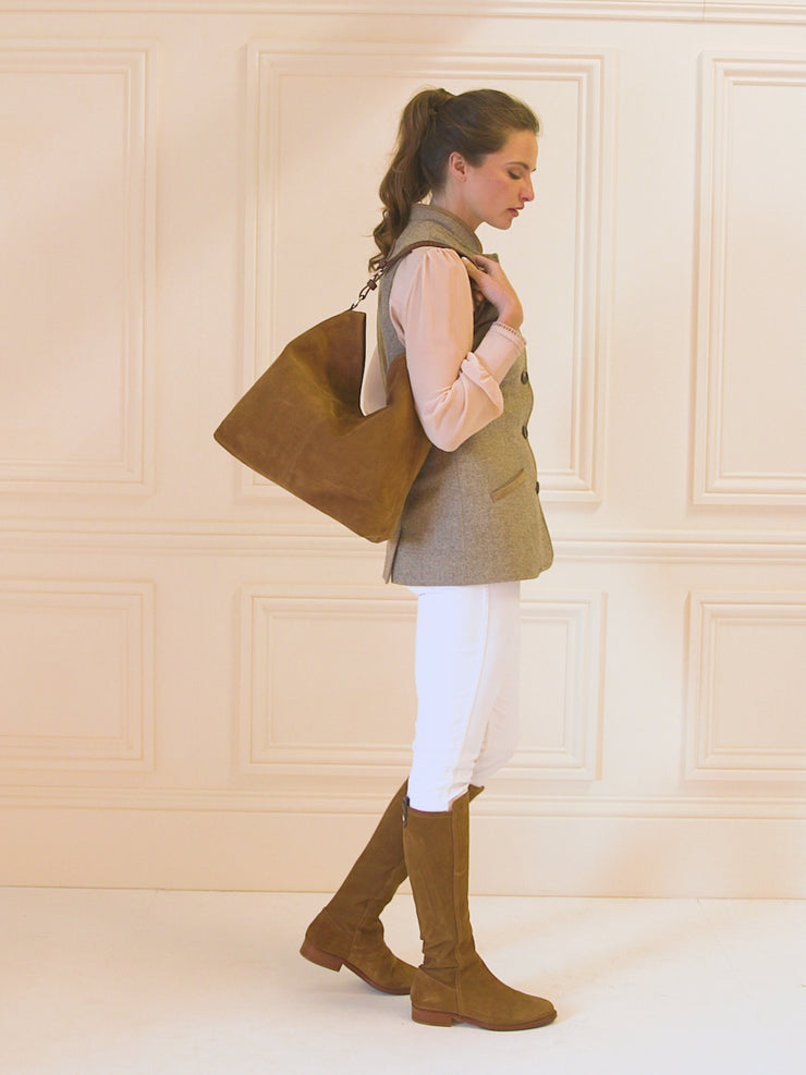 Tetbury Women's Tote Bag Tan Suede Fairfax Favor