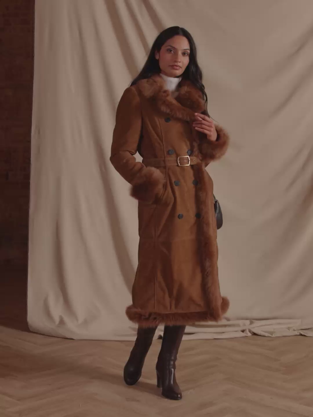 Grace - Womens Trench Coat - Tan Suede & Toscana | Fairfax & Favor