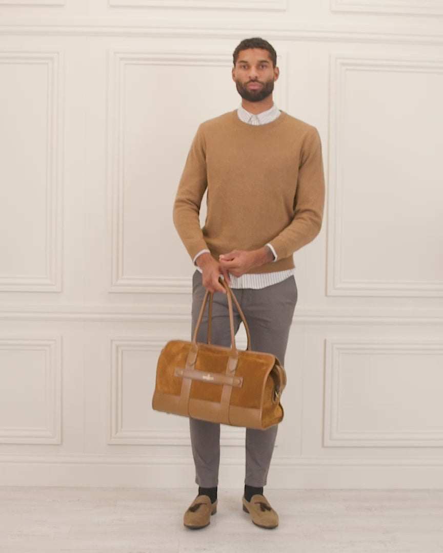 Hampstead - Men's Holdall - Tan Suede & Leather | Fairfax & Favor