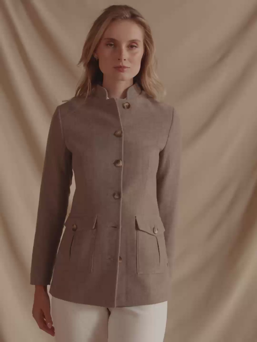 Eliza - Women's Herringbone Jacket - Driftwood | Fairfax & Favor