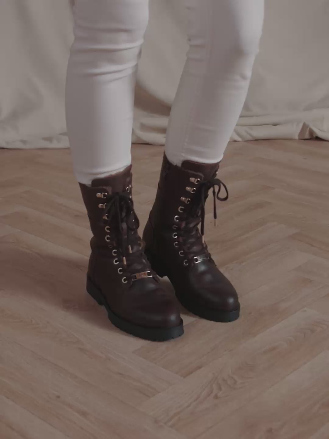 Anglesey - Women's Combat Boots - Mahogany | Fairfax & Favor