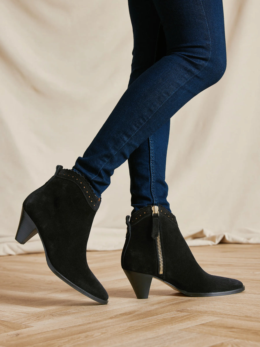 The Regina Ankle - Women's Ankle Boots - Black Suede