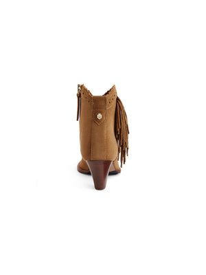 The Regina Fringed Ankle Boot - Tan Suede