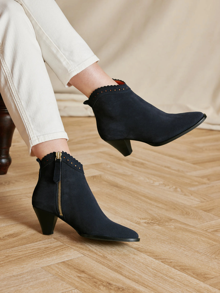 The Regina Ankle - Women's Ankle Boots - Navy Suede