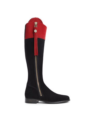 The Regina - Women's Tall Boot - Red & Navy, Regular Calf