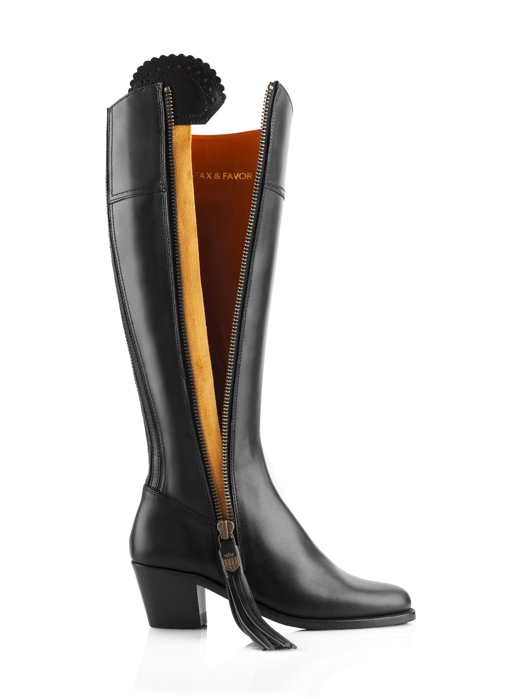Heeled Regina (Regular Fit) - Black Leather - Tall Boots