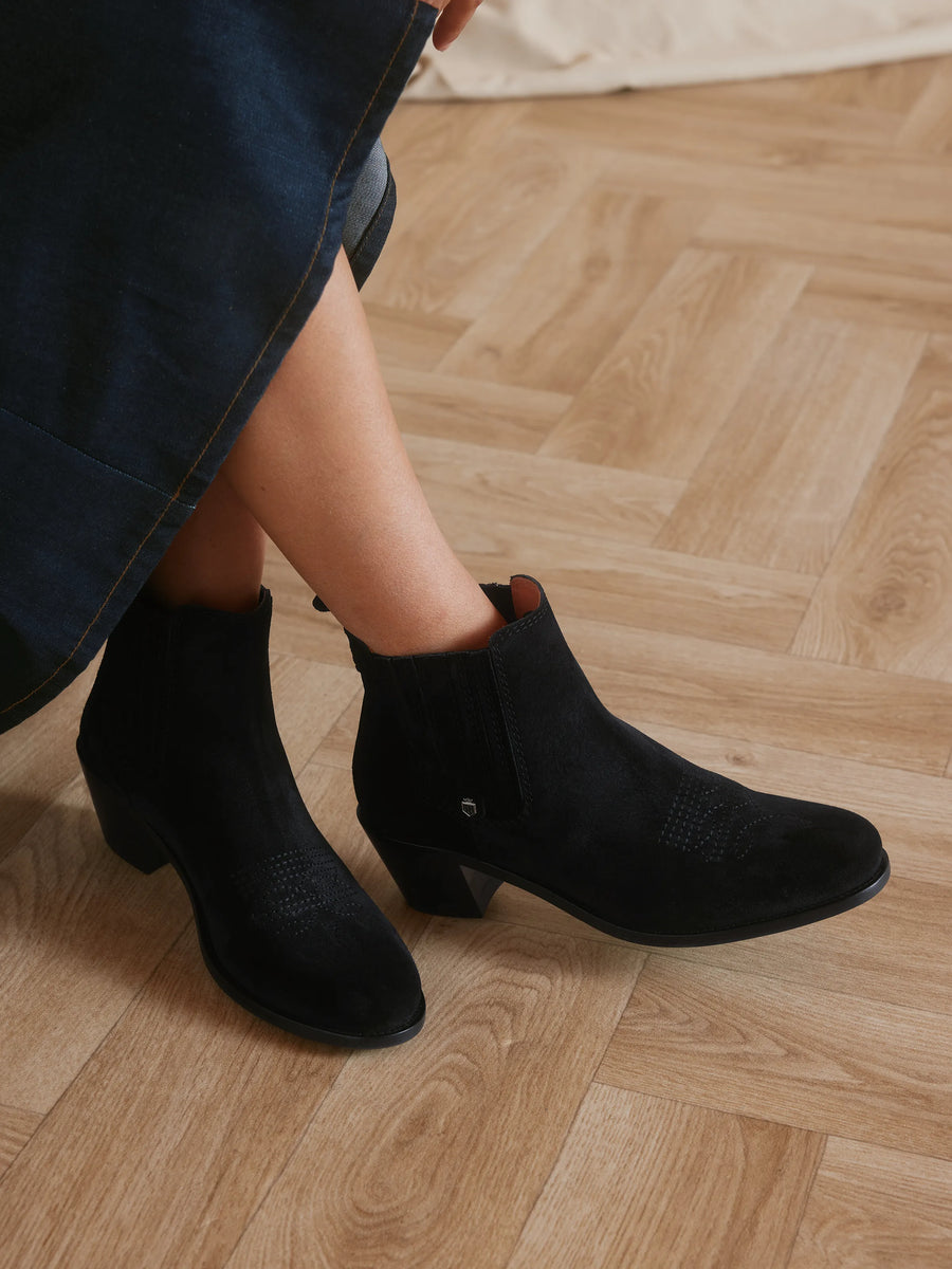The Rockingham - Women's Heeled Ankle Boots - Black Suede