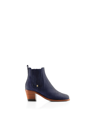 The Rockingham - Women's Heeled Ankle Boot - Ink Suede