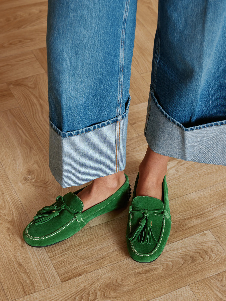 Rutland - Women's Driver - Clover Green Suede | Fairfax & Favor
