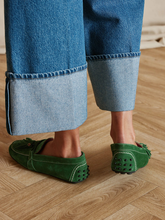 Rutland - Women's Driver - Clover Green Suede | Fairfax & Favor