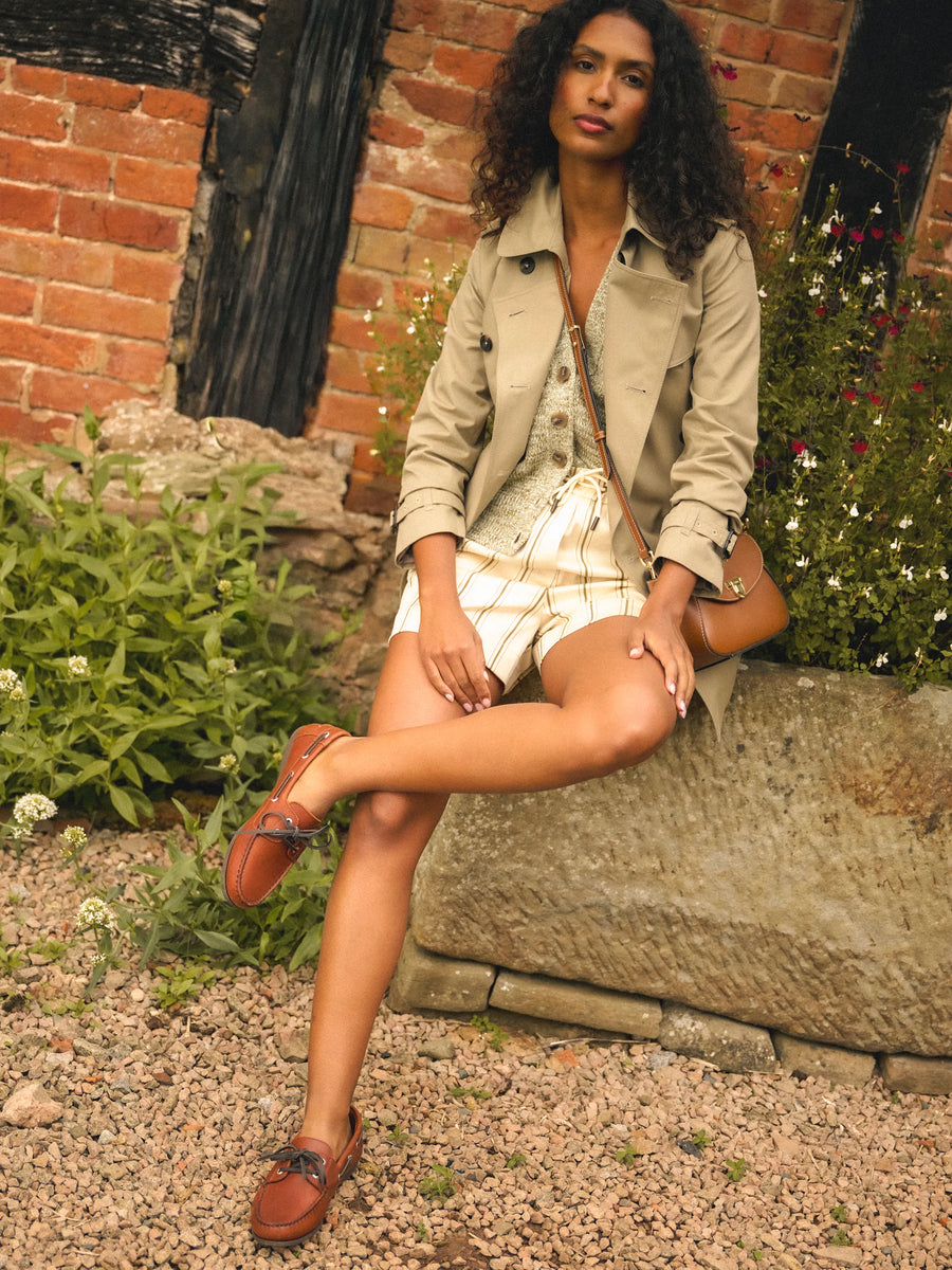 The Salcombe - Women's Deck Shoes - Tan Leather