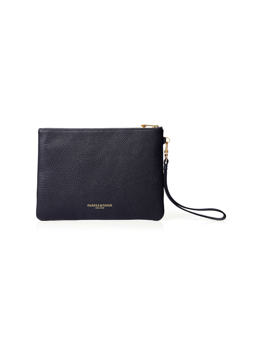 The Highbury - Women's Clutch Bag - Navy Suede