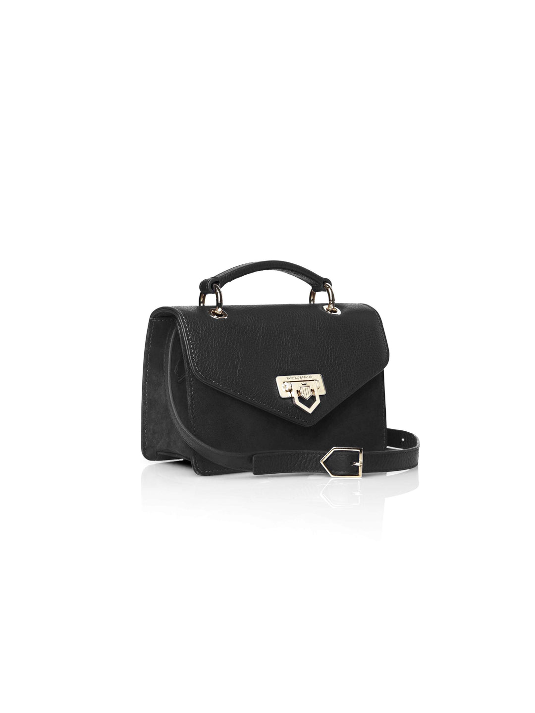 Loxley Mini Cross Body Bag - Black Leather & Suede - Bags