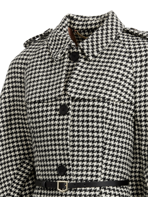 The Sienna Wool Cape - Monochrome Houndstooth