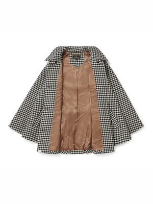 The Sienna Wool Cape - Monochrome Houndstooth