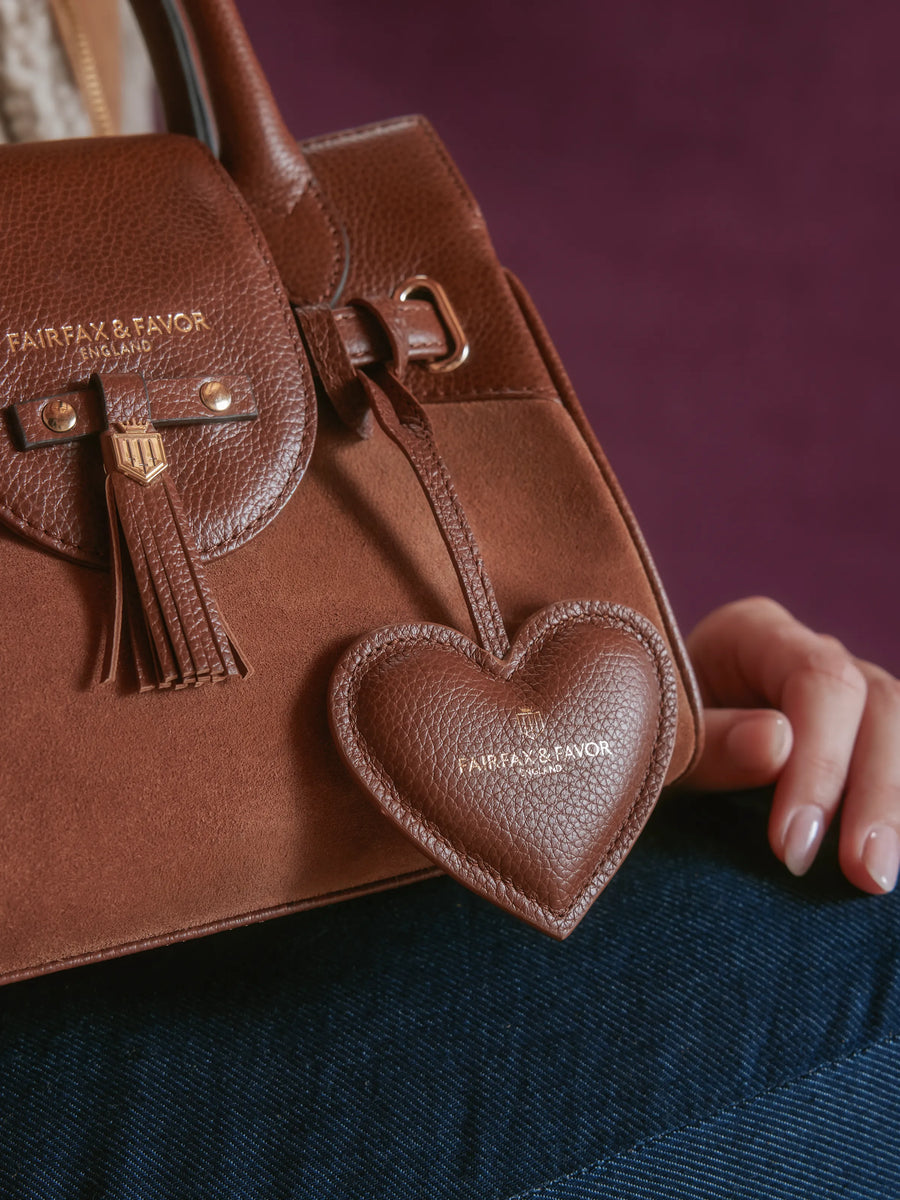 Signature Heart Bag Charm - Tawny Leather