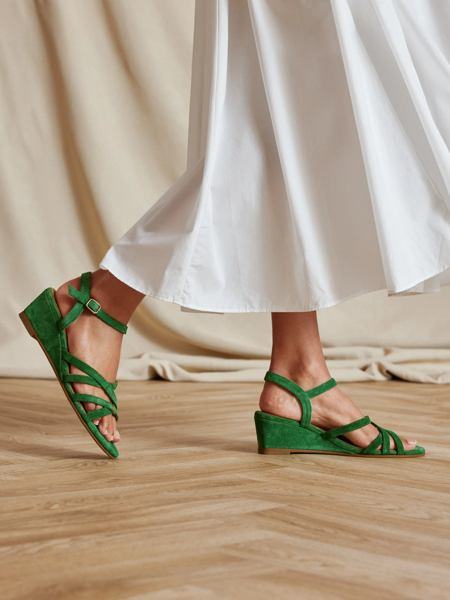 The St Ives - Women's Wedge - Clover Green Suede
