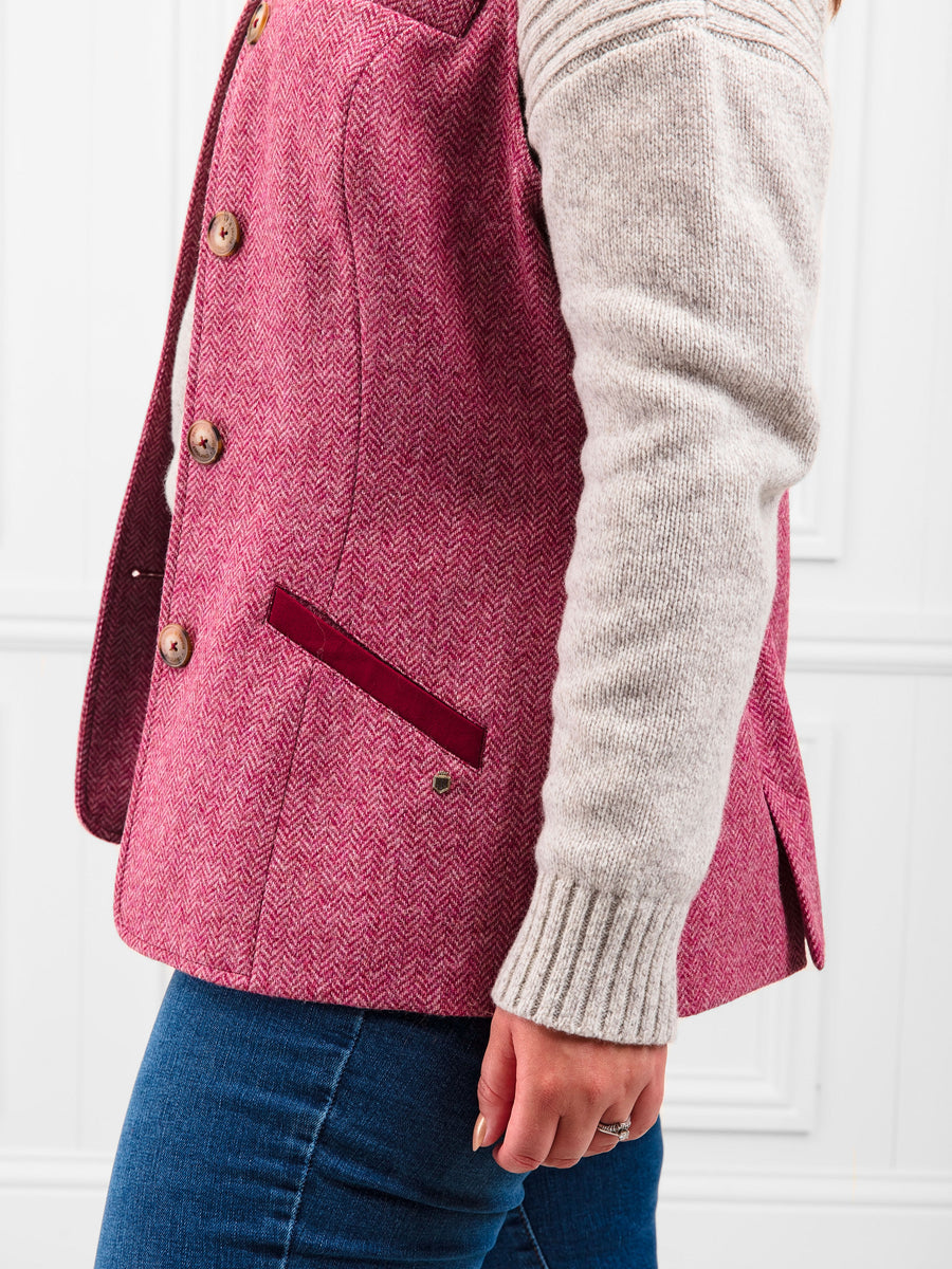 The Madeline Gilet - Breast Cancer Now Pink Herringbone