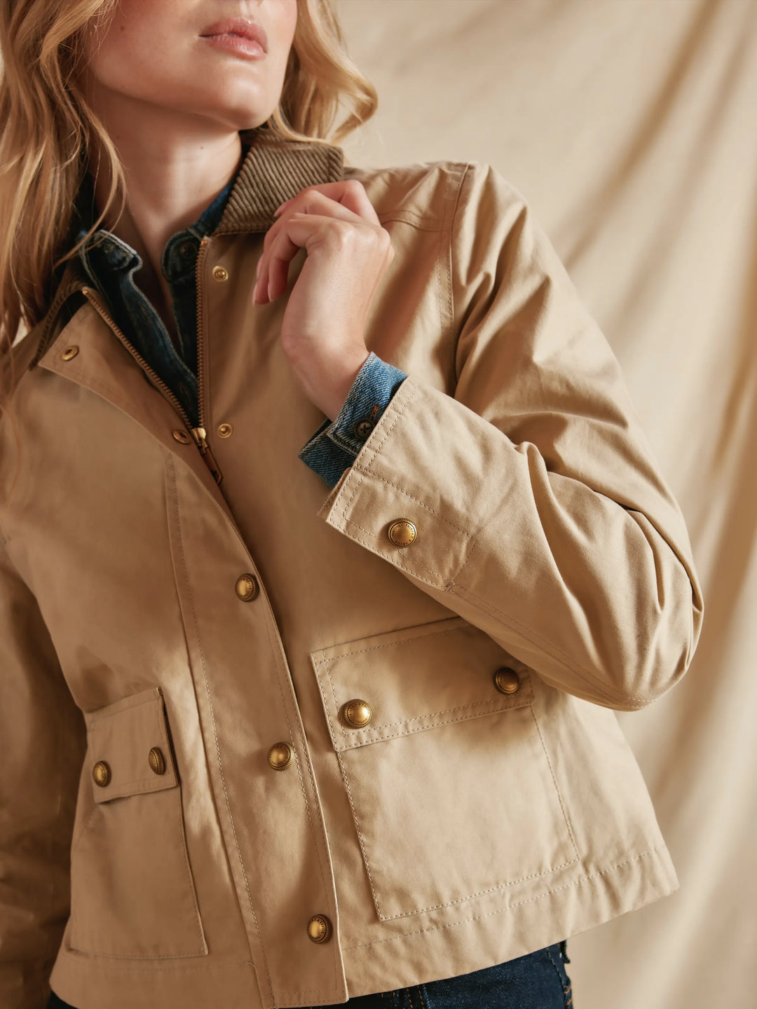 Tabitha Short Wax Jacket - Oatmeal - Jackets