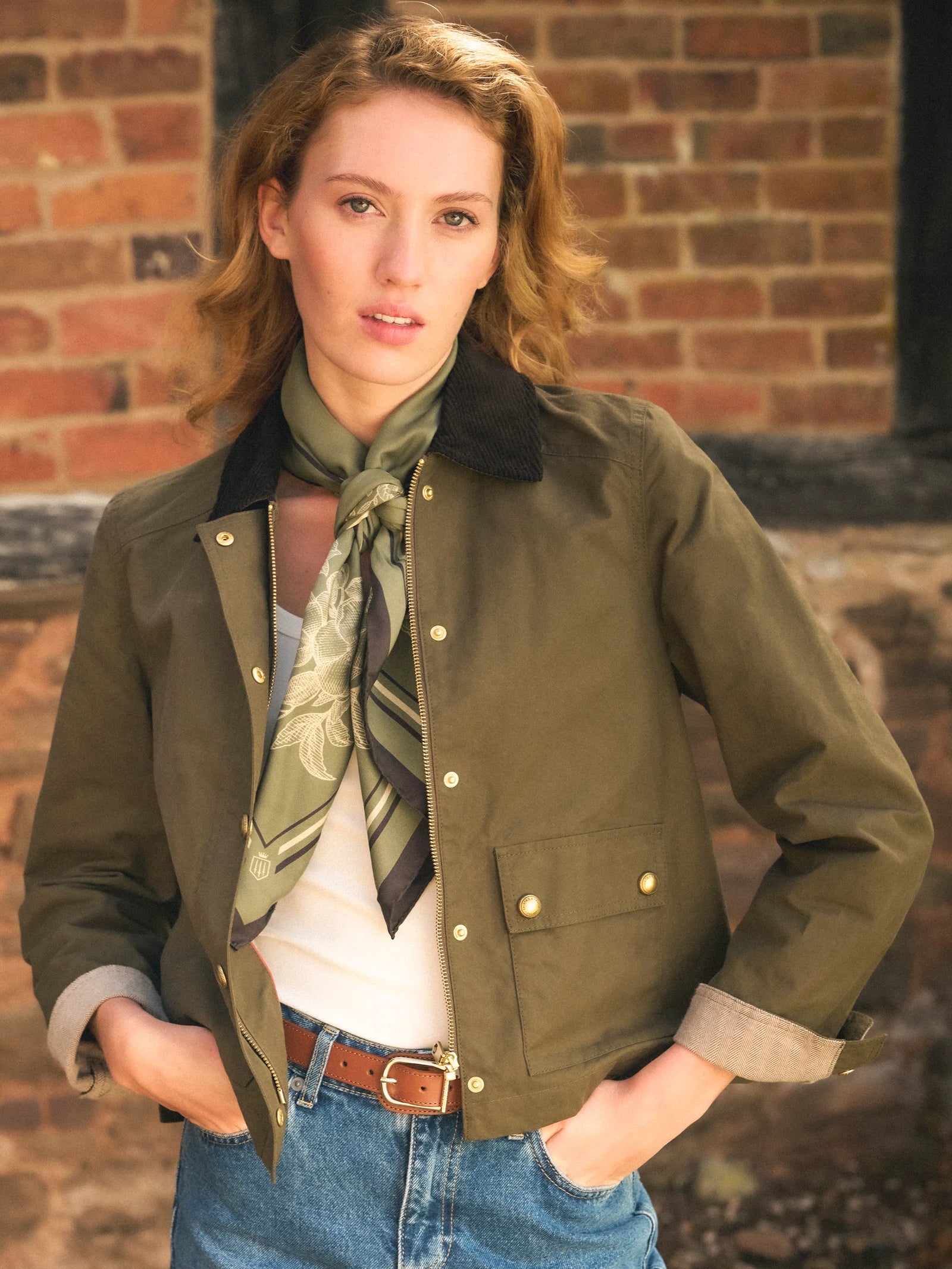 Tabitha - Women's Short Wax Jacket - Khaki | Fairfax & Favor