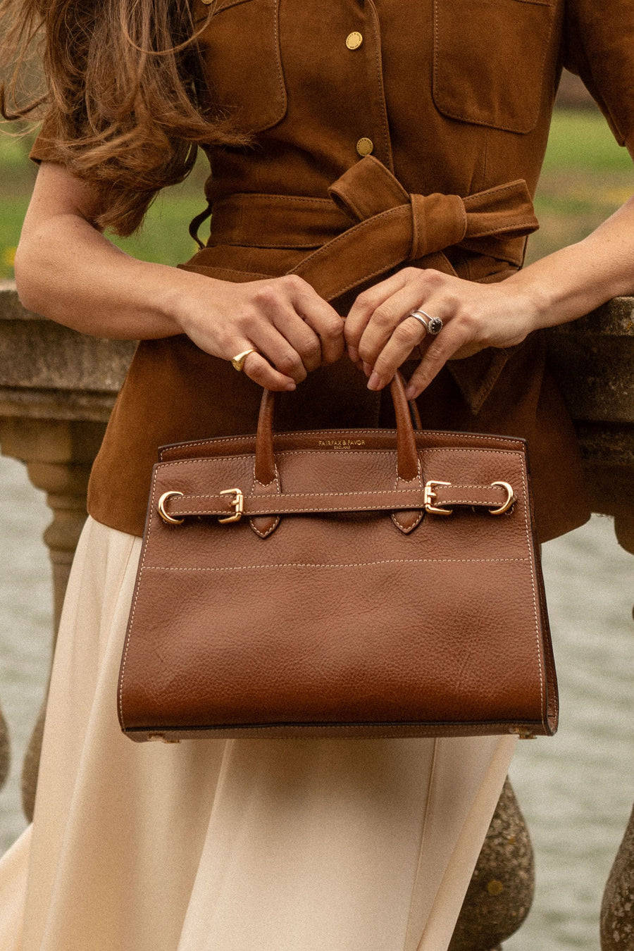 The Town and Country Collection - Women's Top Handle Bag - Tan Leather
