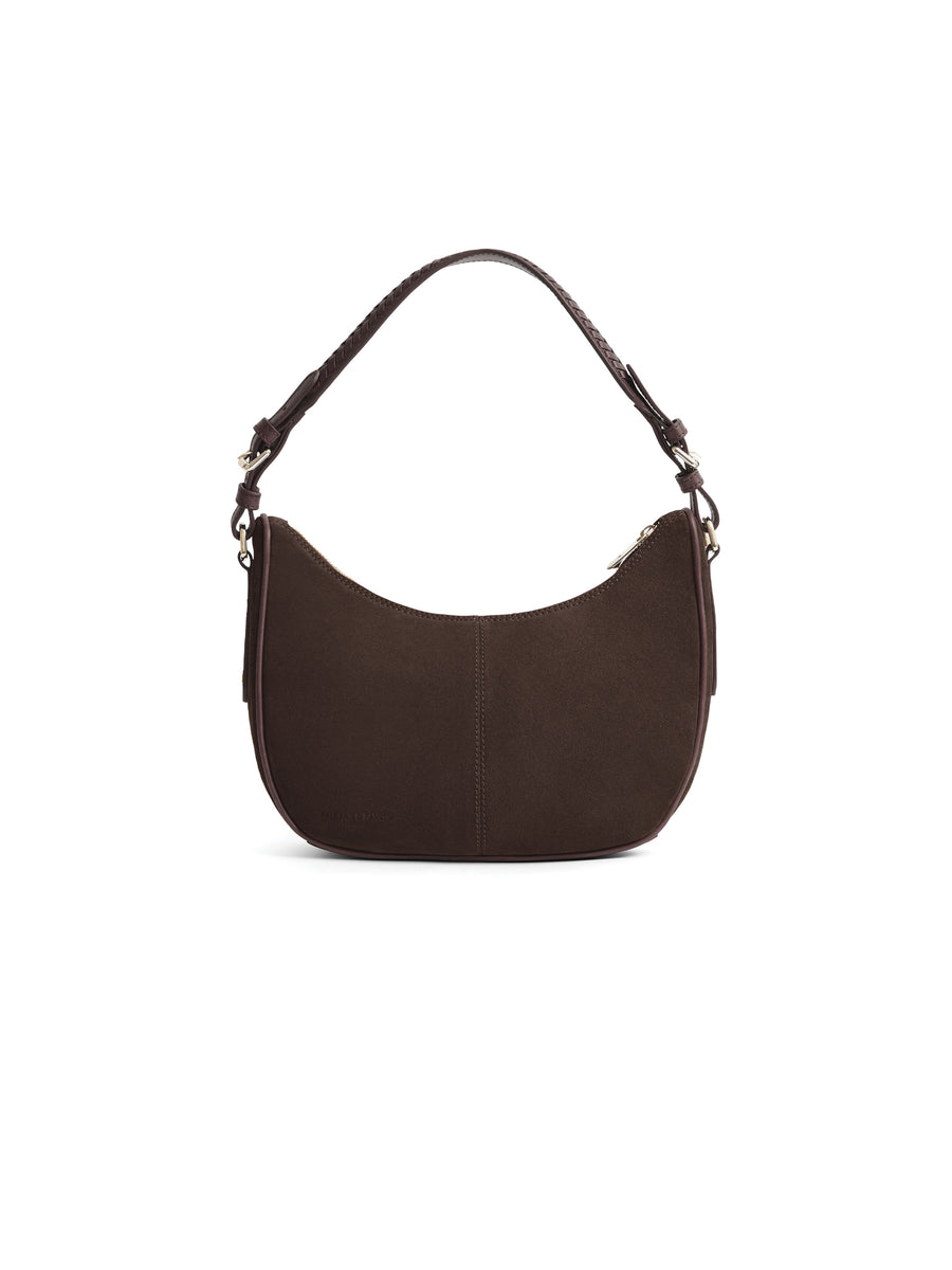 The Tetbury - Women's Crescent Bag - Chocolate Suede