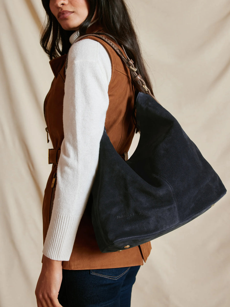 The Tetbury - Women's Handbag - Navy Blue Suede