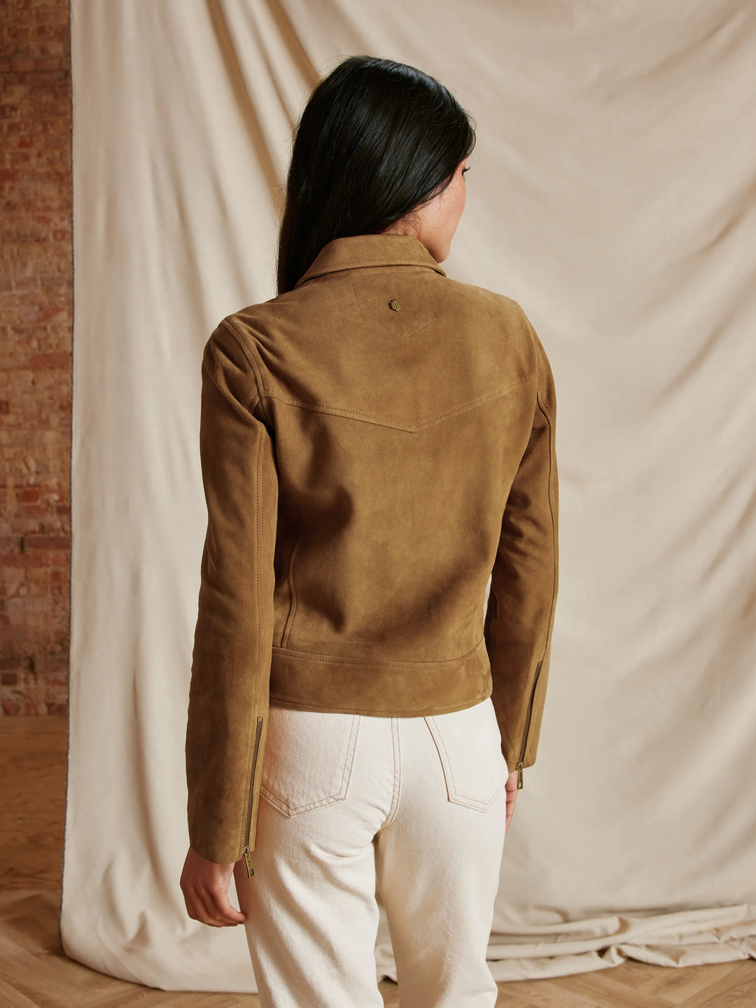 Thea Biker Jacket - Honey Tan Suede - Jackets
