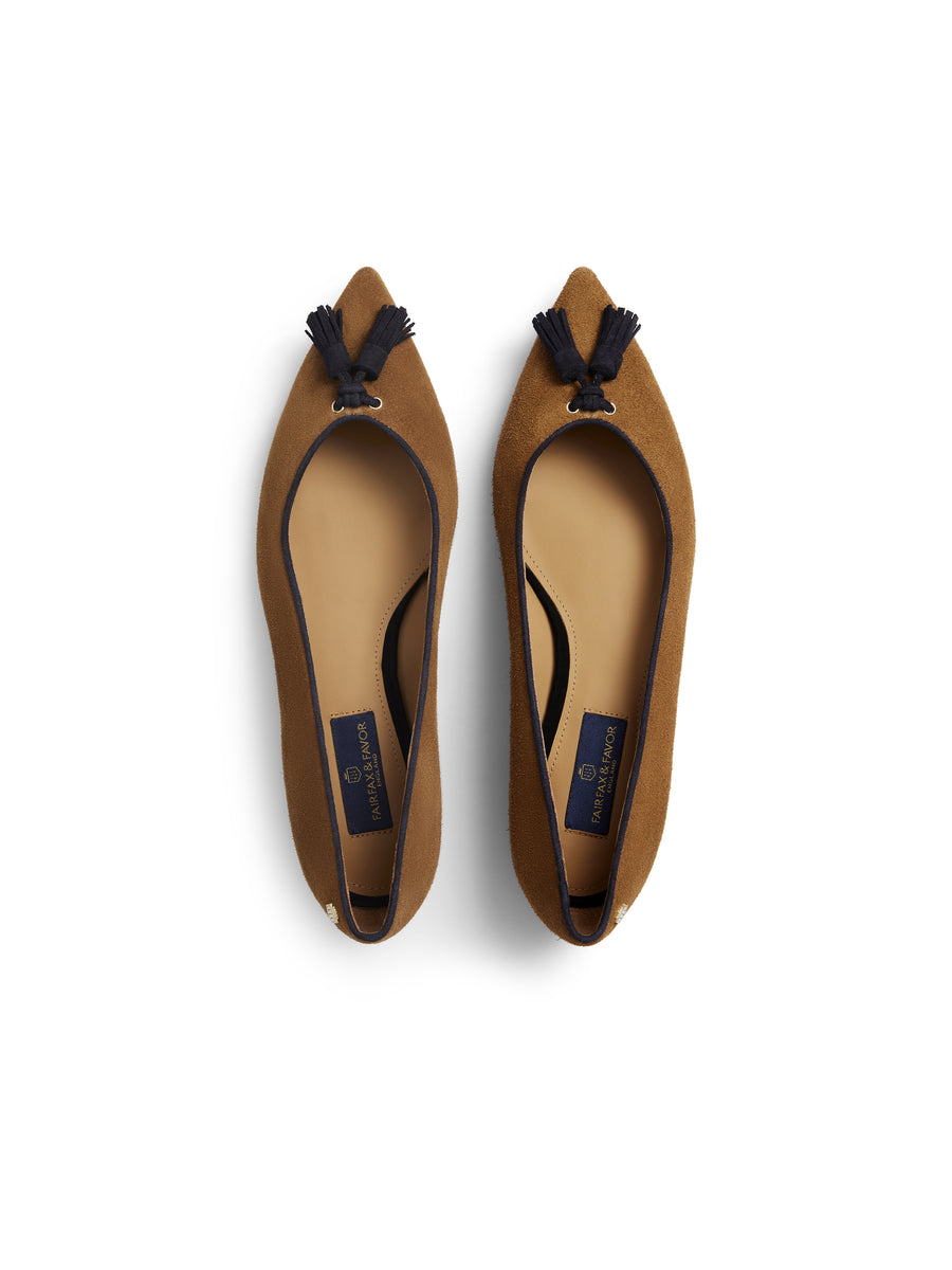 The Newbury - Women's Pumps - Tan & Navy Suede