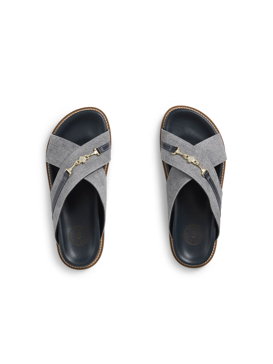 The Southwold - Women's Footbed Sandals - Denim Suede