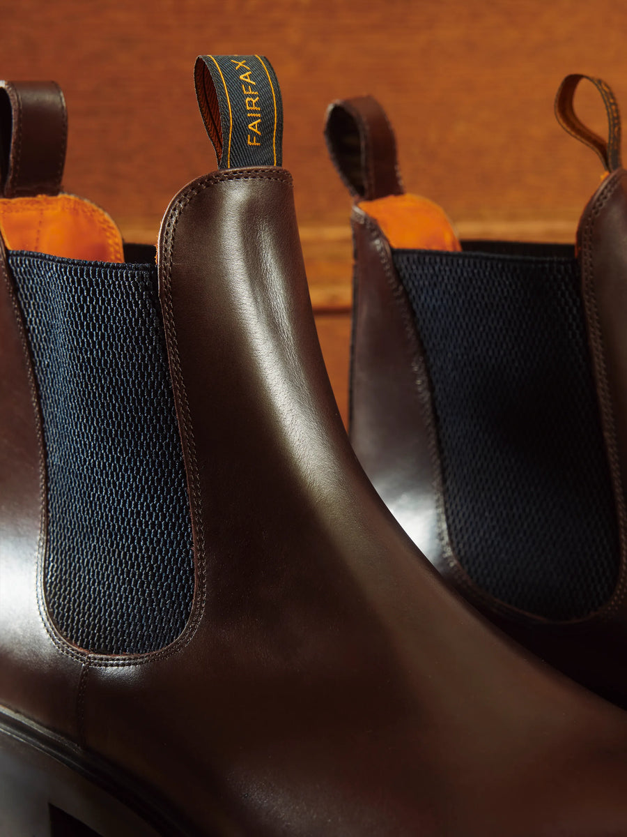 Trafalgar - Men's Dealer Boots - Mahogany Leather | Fairfax & Favor