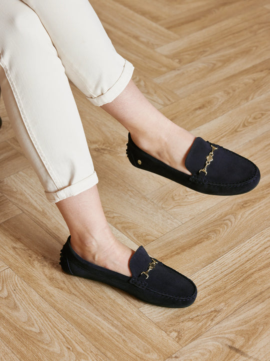 Trinity - Women's Driving Shoes - Navy blue Suede | Fairfax & Favor Trinity - Women's Driving Shoes - Navy blue Suede | Fairfax & Favor