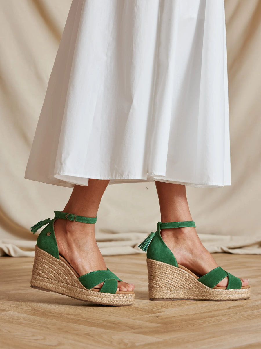 The Valencia - Women's Wedge - Clover Green Suede