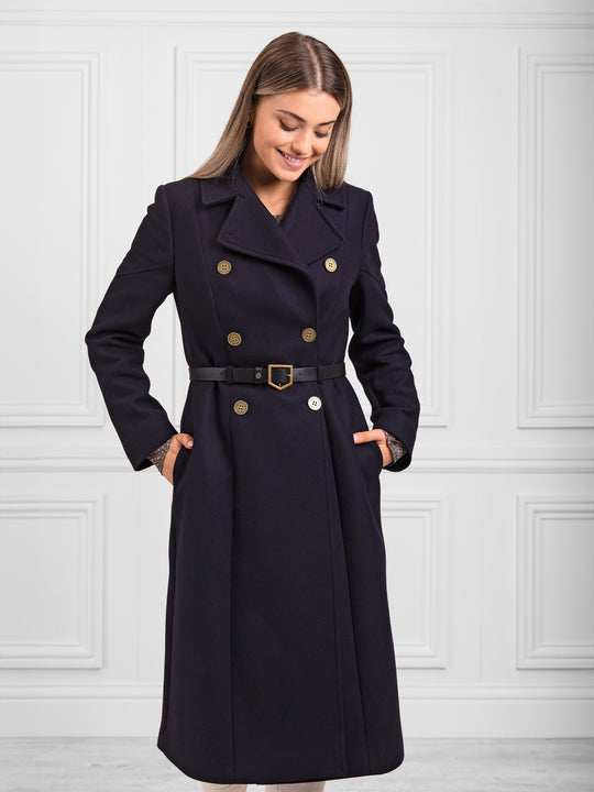 Victoria Women's Coat Navy Wool Fairfax Favor