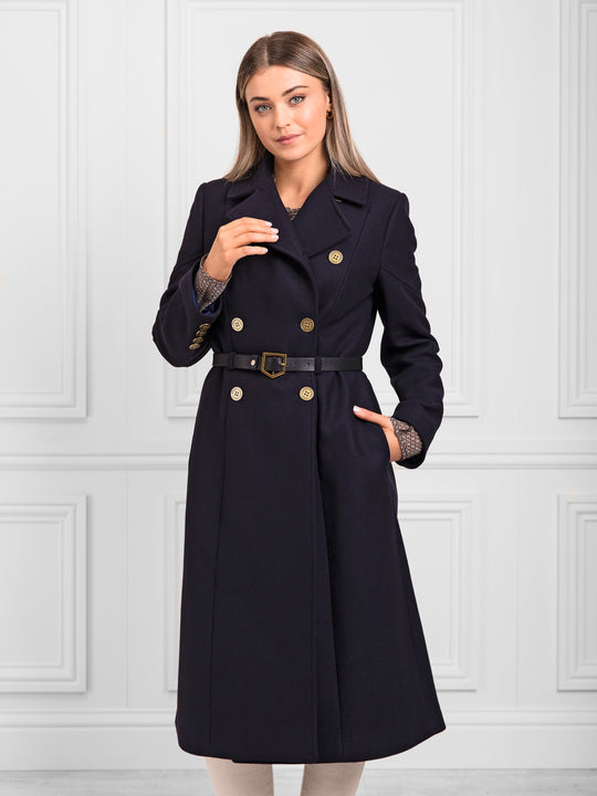Victoria Women's Coat Navy Wool Fairfax Favor