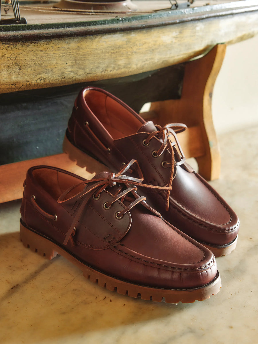 The Walberswick - Men's Deck Shoe - Mahogany Leather