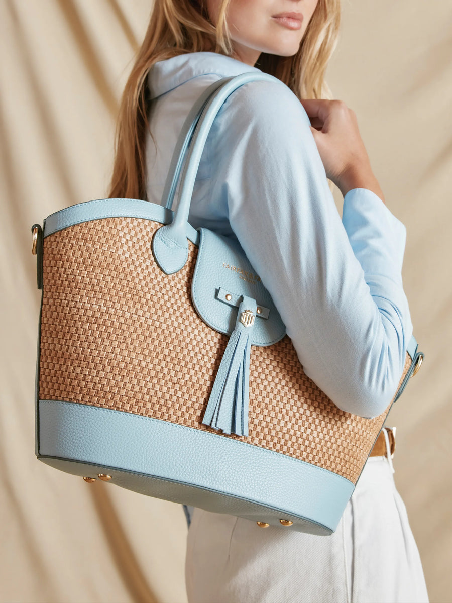The Windsor - Women's Basket Bag - Sky Blue Leather