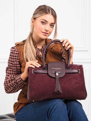 The Windsor - Women's Handbag - Plum Suede