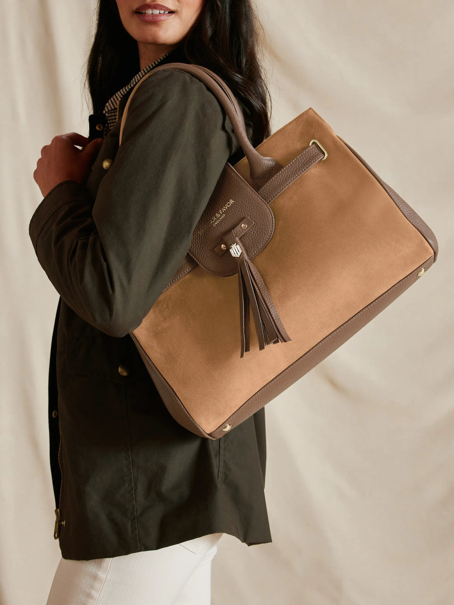 The Windsor - Women's Handbag - Tan Suede