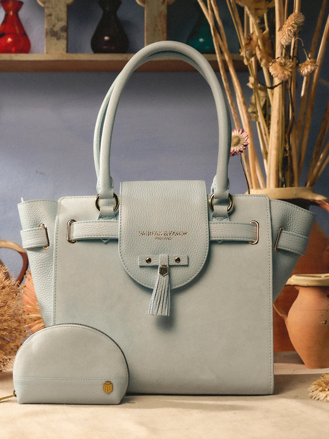 Windsor Tote - Sky Blue Suede - Bags