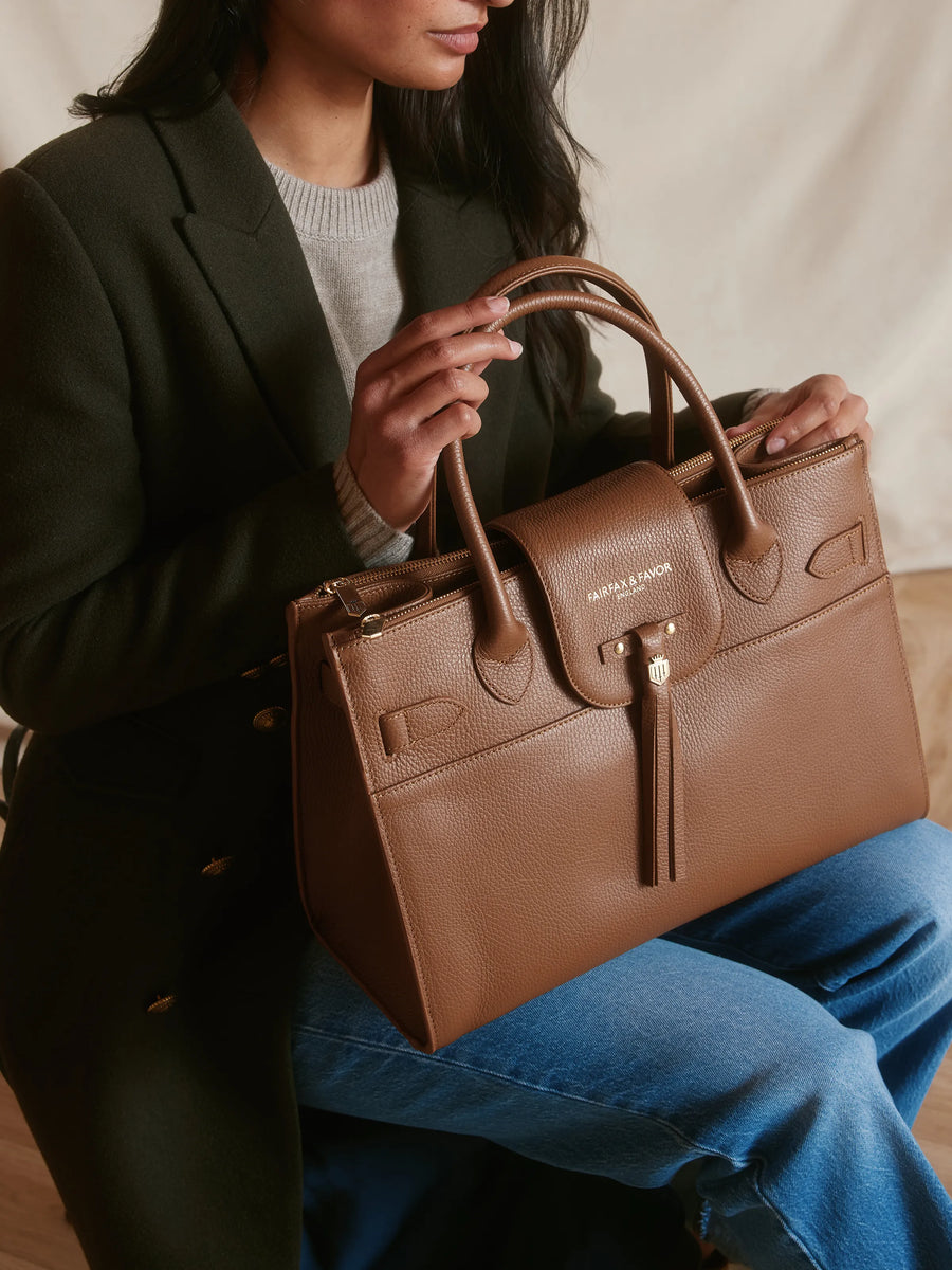 The Windsor - Women's Work Bag - Tan Leather