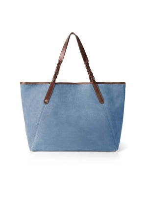 The Burford - Women's Tote Bag - Cornflower Blue Suede